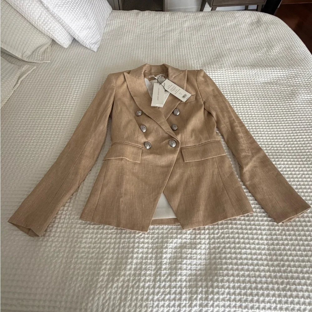 Veronica Beard Beige-Tan Double-Breasted Linen-Blend BlazerNWT - Picture 2 of 4